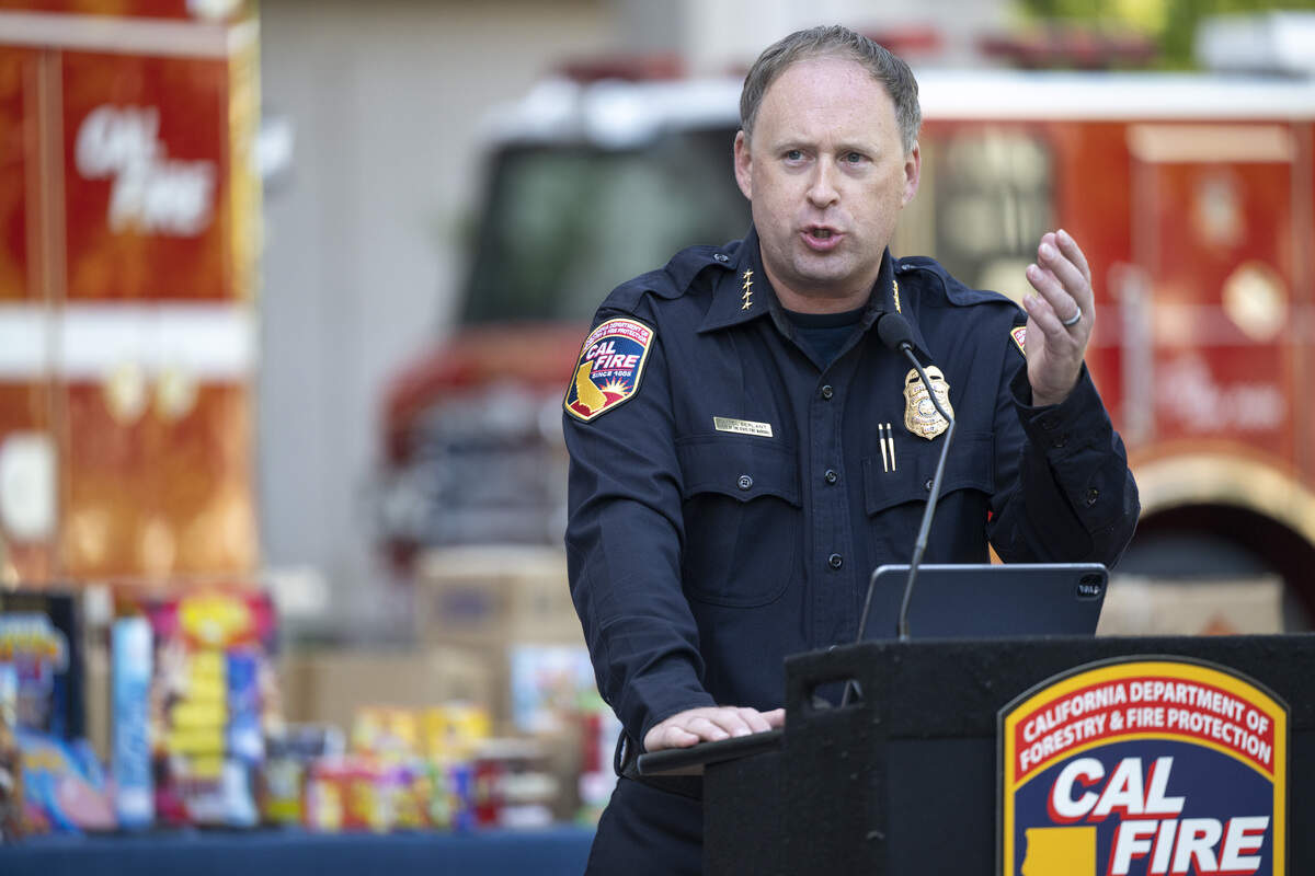 State Fire Marshal Daniel Berlant speaks during a Cal Fire press conference about fireworks safety at Shriners Children’s Northern California hospital in Sacramento on Thursday, June 25, 2026.
